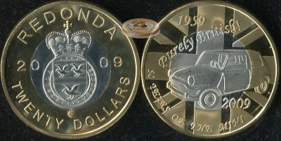 Редонда. 20 долларов. 2009 (Unc)