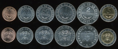 Боливия. Набор №1 (6 монет) 1997-2004