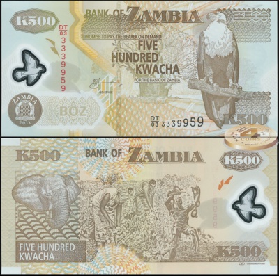Замбия. 500 квача (Unc. Пластик) 2011