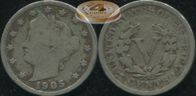 США. 5 центов. 1905 (aF)