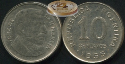 Аргентина. 10 центаво. 1955 (VF)