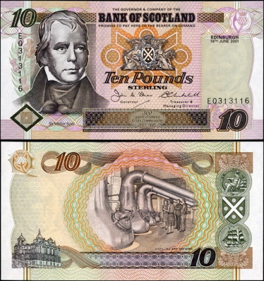 Шотландия. 10 фунтов (Unc) 2001