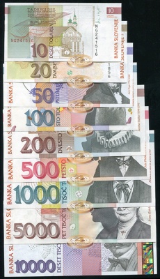 Словения. Набор №1 (Unc. 9 банкнот) 1992-2005