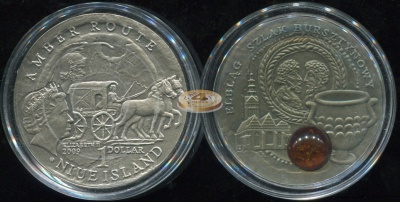 Ниуэ. 1 доллар. 2009 (Unc. Черненое серебро. Янтарь)