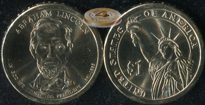 США. 1 доллар. 2010.D (Unc) Авраам Линкольн