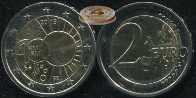 Бельгия. 2 евро. 2013 (Unc. Биметалл) 100 лет Королевскому метеорологическому институту
