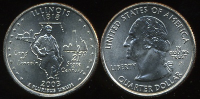 США. Квотер (25 центов). 2003.P (Unc) Иллинойс