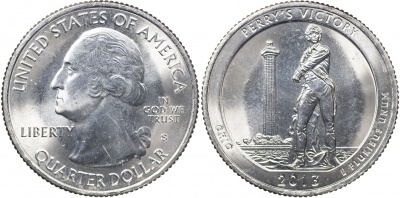 США. Монета 25 центов [Квотер]. 2013.S (KM#543. Unc) Perry's Victory [Ohio]