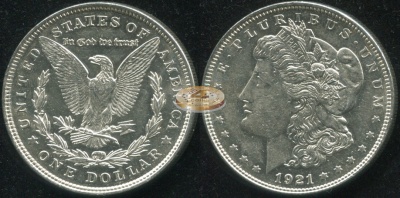 США. 1 доллар. 1921 (Unc. Серебро)
