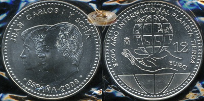 Испания. 12 евро. 2008 (Unc. Серебро)