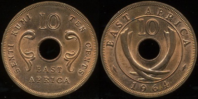 Британская Восточная Африка. 10 центов. 1964 (Unc)
