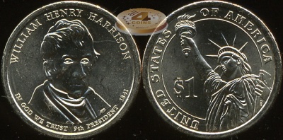 США. 1 доллар. 2009.P (Unc) Уильям Генри Гаррисон