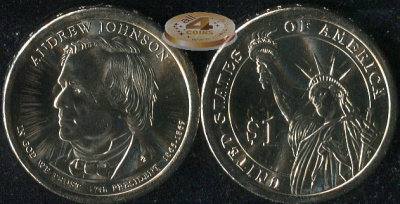 США. 1 доллар. 2011.D (Unc) Эндрю Джонсон