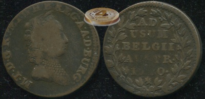 Священная Римская империя (Австрийские Нидерланды). 2 лиарда. 1750 (F/aVF)
