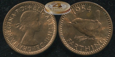 Великобритания. 1 фартинг. 1954 (Unc)