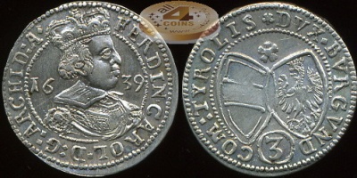 Священная Римская империя. Грошен. 1639 (XF. Серебро)