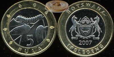 Ботсвана. 5 пула. 2007 (Unc. Биметалл)