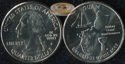 США. Квотер (25 центов). 2009.P (Unc) Гуам