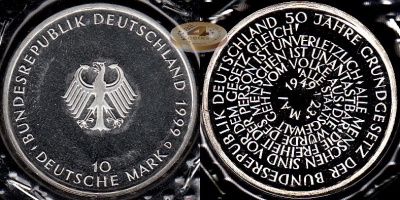 Германия (ФРГ). 10 марок. 1999 D (Proof. Серебро) 