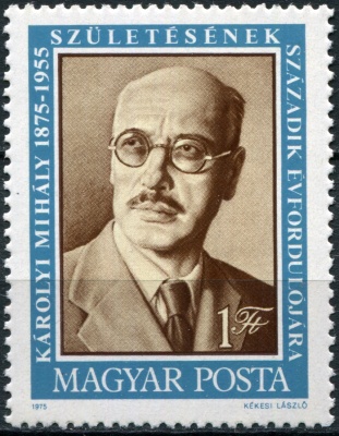 Венгрия. 1975. 100 лет со дня рождения Михая Каройи [1875-1955] (Почтовая марка. MNH OG)