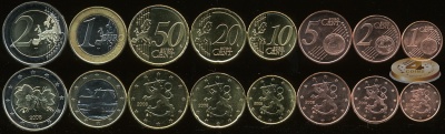 Финляндия. Набор евро (8 монет. 2 биметалла) 2008