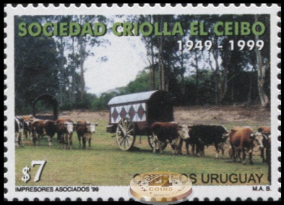 Уругвай. 1999. 50 лет обществу Criolla El Ceibo (Почтовая марка. MNH OG)