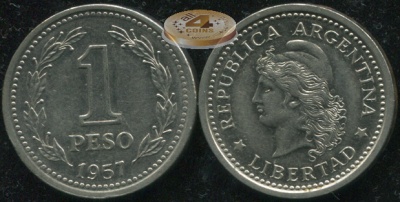Аргентина. 1 песо. 1957 (XF)
