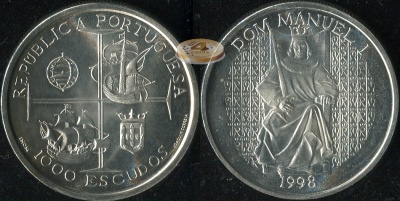 Португалия. 1000 эскудо. 1998 (Unc. Серебро)