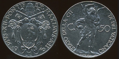Ватикан. 50 центезими.1940 (Unc)