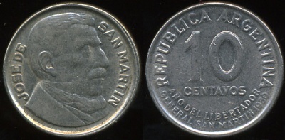 Аргентина. 10 центаво. 1950