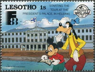 Лесото. 1988. Начало экскурсии в Президентском дворце в Хельсинки (Почтовая марка. MNH OG)