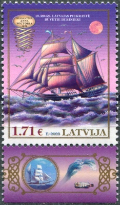Латвия. 2023. Бригантина "Анна Виктория", 1878 год (Почтовая марка. MNH OG)