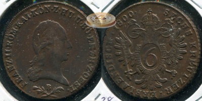Священная Римская империя (Австрия). 6 крейцеров. 1800.B (XF+)
