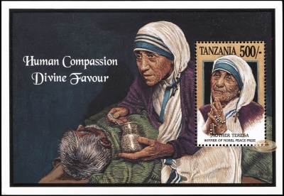 Танзания. 1993. Мать Тереза. Лауреат Нобелевской Премии Мира (Блок. MNH OG)