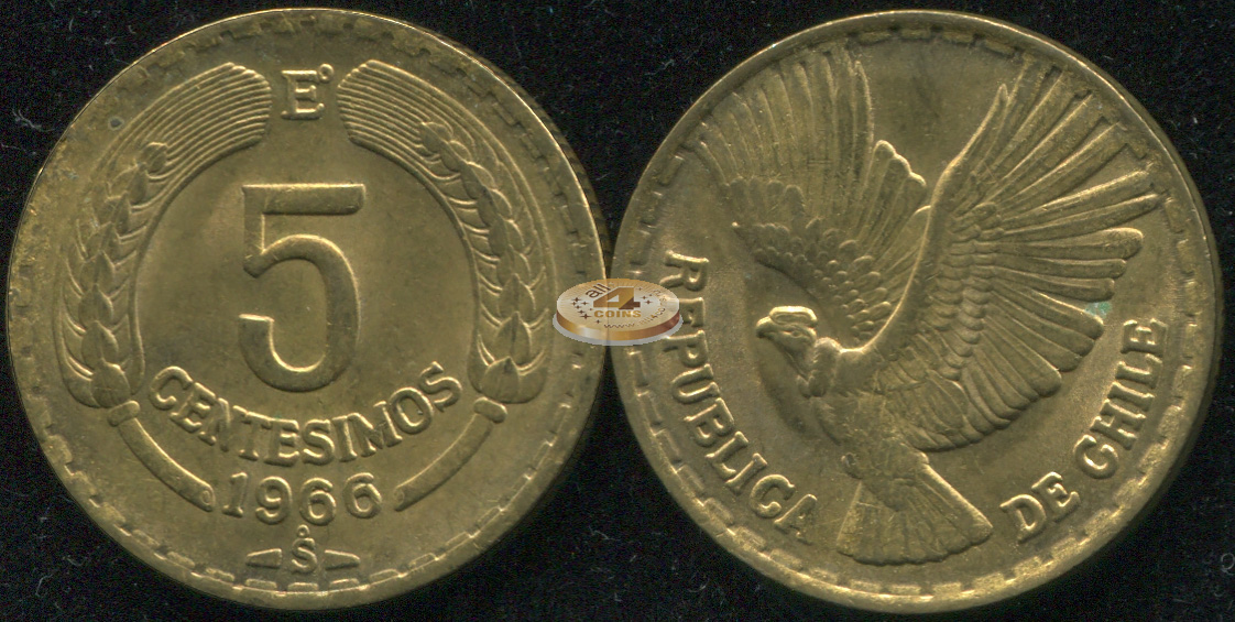 Чили. Монета 5 центезимо. 1966 (KM#190. Unc)