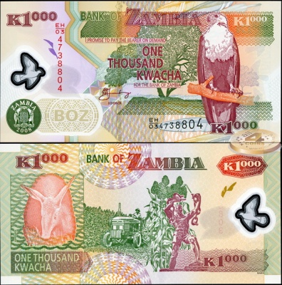 Замбия. 1000 квача (Unc. Пластик) 2008