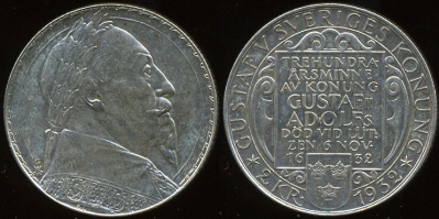 Швеция. 2 кроны. 1932 G (Unc. Серебро)