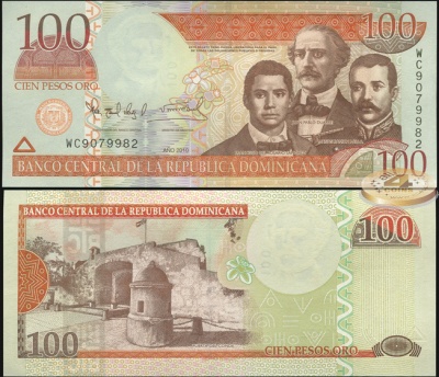 Доминиканская республика. 100 песо оро (Unc) 2010