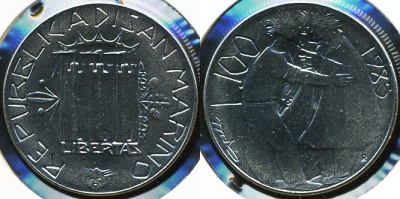 Сан-Марино. 100 лир. 1985 (Unc)
