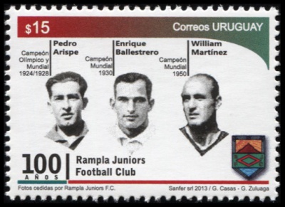 Уругвай. 2013. 100 лет футбольному клубу Rampla Juniors (Почтовая марка. MNH OG)