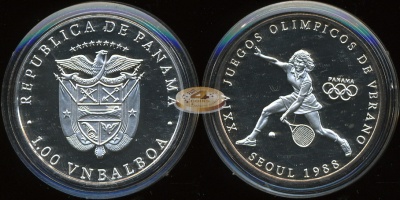 Панама. 1 бальбоа. 1988 (Proof. Серебро)