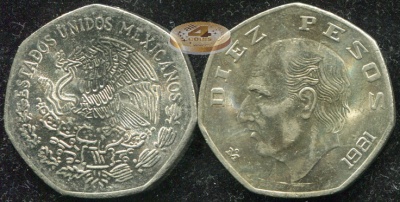 Мексика. 10 песо. 1981 (Unc)