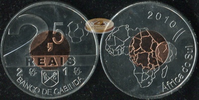 Кабинда. 2,5 реала. 2010 (Unc. Биметалл)