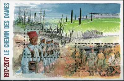 Франция. 2017. 100 лет битве на "Дамской дороге" (Блок. MNH OG)