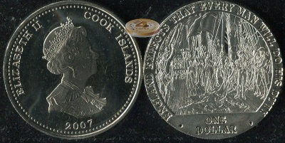 О-ва Кука. 1 доллар. 2007 (Prooflike)
