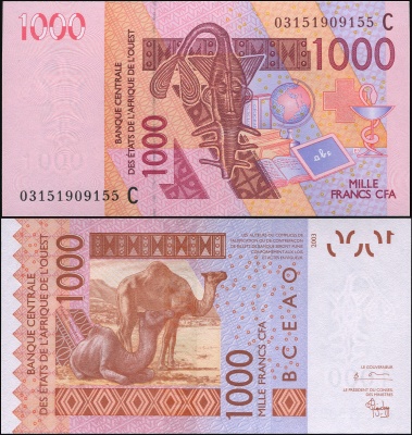 Буркина Фасо [КФА Запад] Банкнота 1000 франков КФА 2003 Unc Бумага Кат# P.315Ca
