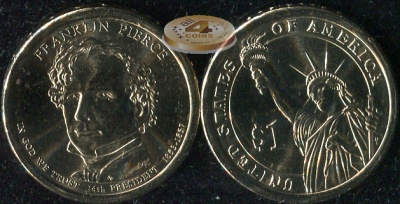 США. 1 доллар. 2010.D (Unc) Франклин Пирс