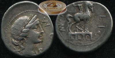 Римская республика. Mn. Aemilius Lepidus. денарий (XF/VF)