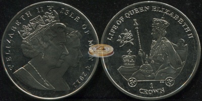 Остров Мэн. Монета 1 крона. 2012 (KM#1480. Unc) Бриллиантовый юбилей правления Елизаветы II