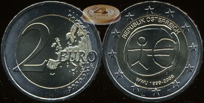Австрия. 2 евро. 2009 (Unc. Биметалл)